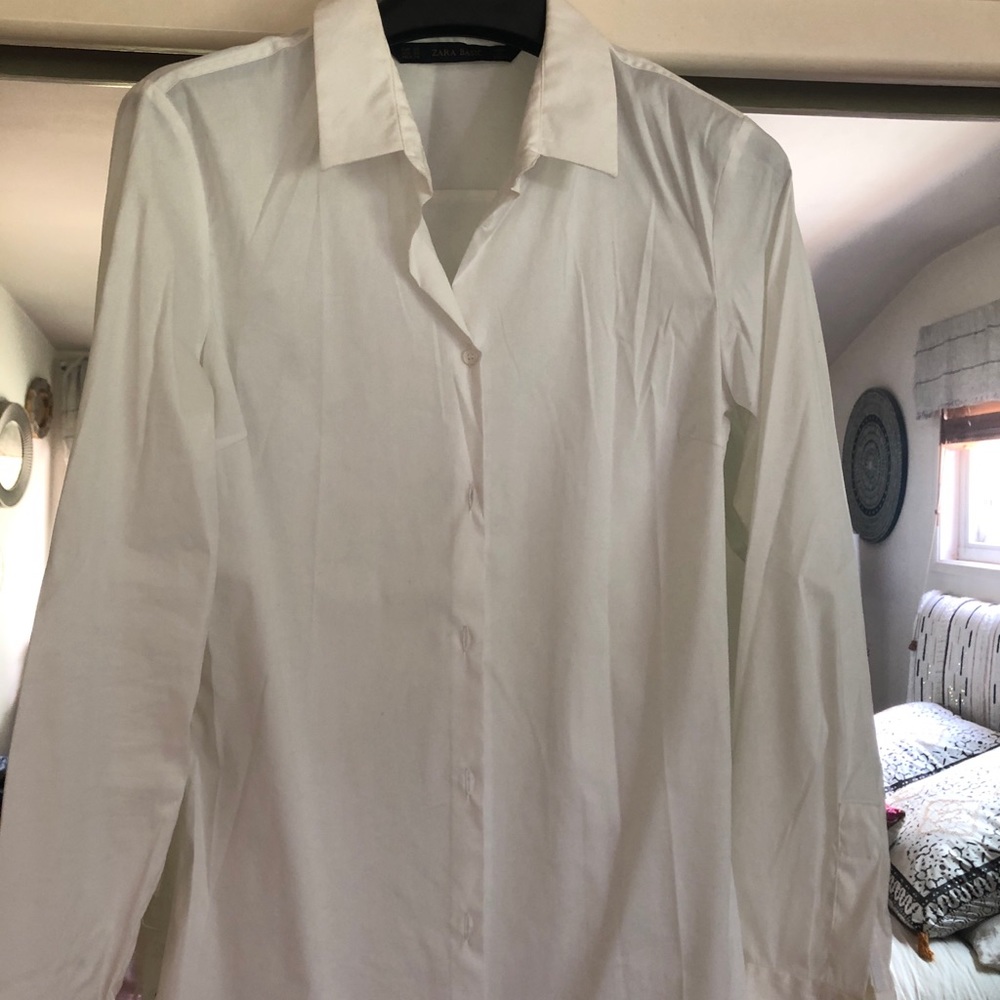 Zara Poplin White Button Down